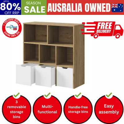 Kids Storage Organiser Cabinet With Removable Box Natural