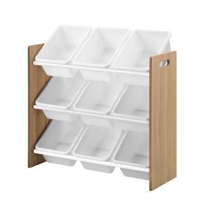 Kids Toy Box Organiser 9 Bins Storage Rack Natural White