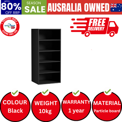 Wardrobe Shelf Unit Clothes Storage Cabinet 5 Shelves Organiser Black