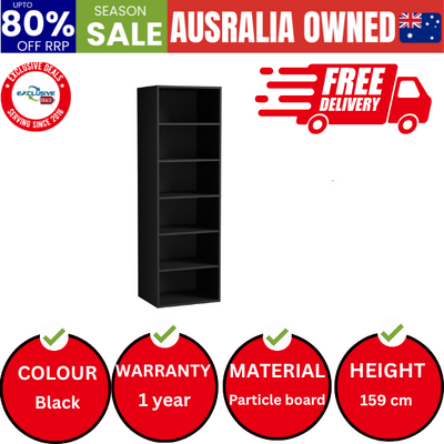 Wardrobe Shelf Unit Clothes Storage Cabinet 6 Shelves Organiser Black