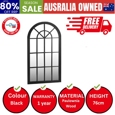 Window Mirror Arched Wall Mirrors 76x51cm Black
