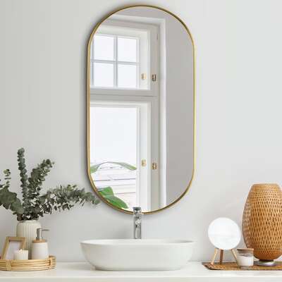 Wall Mirror Oval Gold 84x50cm