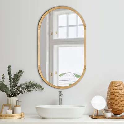 Wall Mirror Oval Wooden 84x50cm