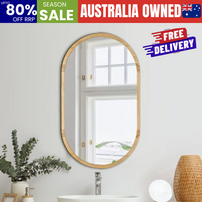 Wall Mirror Oval Wooden 84x50cm