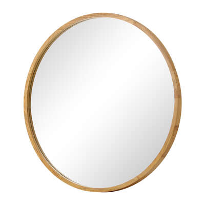 Round Wall Mounted Mirror with Wood Frame 50cm