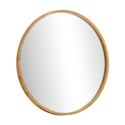 Wall Mirror with Wood Frame 60cm Round