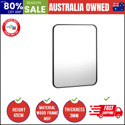 Wall Mirrors Black Metal Frame 65x50cm Rectangle