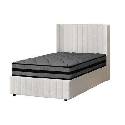 Bed Frame with Mattress Set King Single Gas Lift Boucle BILY