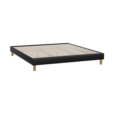 Bed Frame King Size Bed Base Black Leather