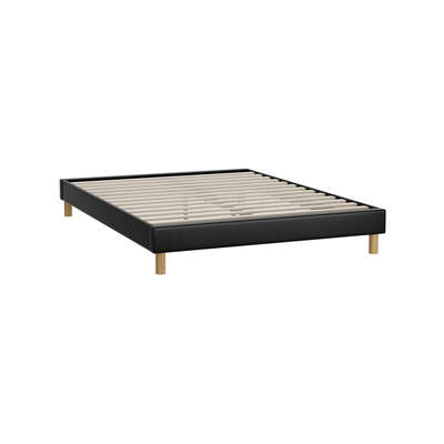 Bed Frame Queen Size Bed Base Black Leather