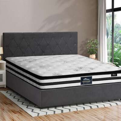 Bed Frame Double Size Gas Lift Base with Mattress Velvet Grey