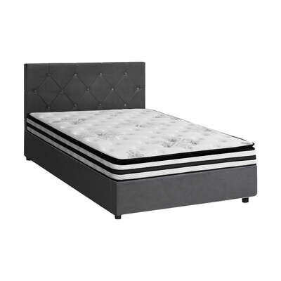 Bed Frame King Single Size with Mattress Velvet Grey