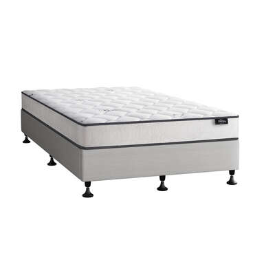 King Single Bed Frame Upholstered Platform with Bonnell Spring Mattress Beige