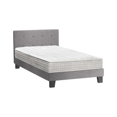 King Single Wooden Bed Frame Platform with Mattress Grey