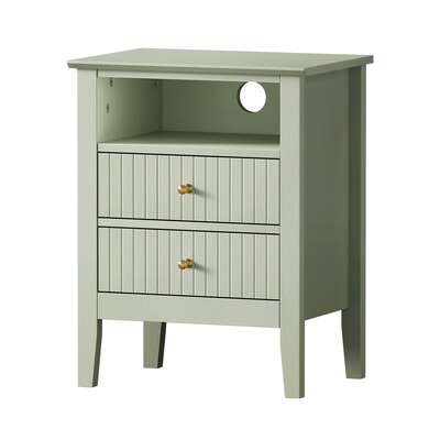 2x Bedside Table Nightstand 2 Drawers Bedroom Cabinet Green