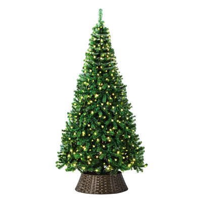 LED Christmas Tree 1.8M 6FT with Rattan Skirt Warm Light Green Xmas Decor