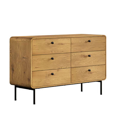 Chest Of Drawers 6 Drawer Tallboy Storage Cabinet Natural Wood Finish