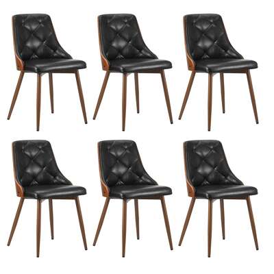 6x Dining Chairs Cafe Seat Retro PU Leather Black Kitchen & Dining Chairs