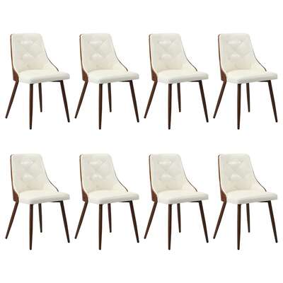 Set of 8 Dining Chairs Kitchen Lounge PU Leather White Modern Seating