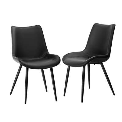 2x Dining Chairs Kitchen Chairs Upholstered PU Leather Black