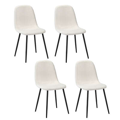 4x Dining Chairs Sherpa White and Black