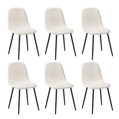 6x Dining Chairs Sherpa White and Black