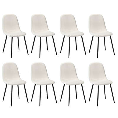 8x Dining Chairs Sherpa White and Black