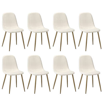 8x Dining Chairs Sherpa White and Golden