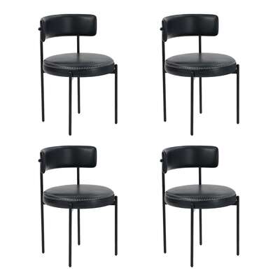 4x Dining Chair Round Leather Brown