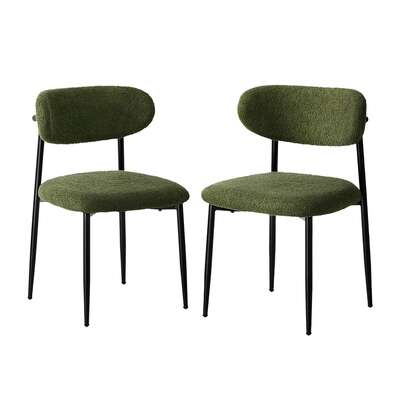 2x Dining Chairs Kitchen Chair Café Chair Boucle Black&Green