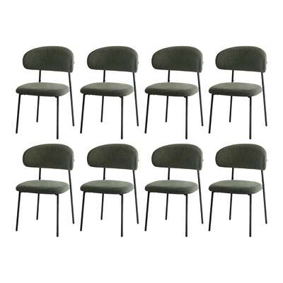 8x Dining Chairs Kitchen Seat Linen Fabric Accent Chair Green
