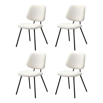4x Dining Chairs Vintage Retro White Sherpa Padded Kitchen Dining Chairs