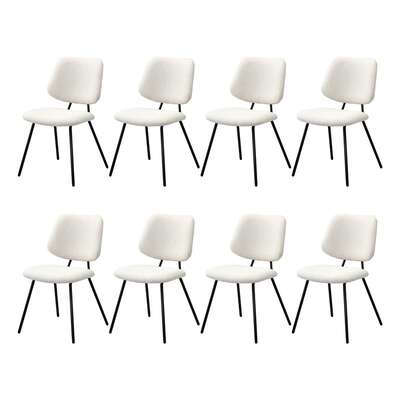 8x Dining Chair Vintage Retro Sherpa Padded White