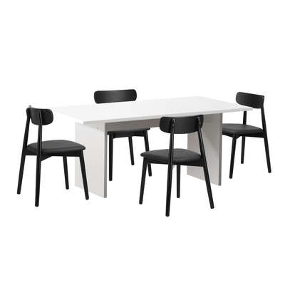 4-Seater Dining Table and Chairs Set Wooden Black Modern Kitchen Furniture