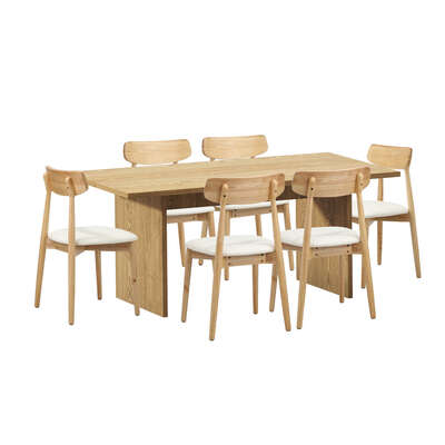 Wooden 6-Seater Dining Table and Chairs Set for Kitchen or Dining Room