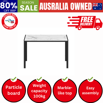120cm Rectangular Dining Table with Metal Leg White&Black