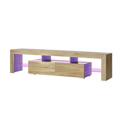 Entertainment Unit TV Cabinet With LED RGB Drawers Natural 180cm