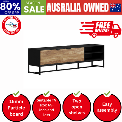 TV Stand Cabinet Entertainment Unit 180cm Black&Natural
