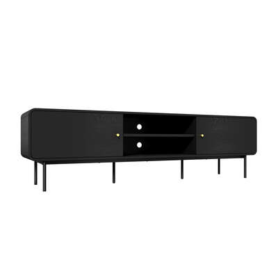 TV Cabinet Entertainment Unit Stand 180cm Wooden Black