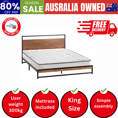 Metal Bed Frame King Size Beds Platform with Mattress