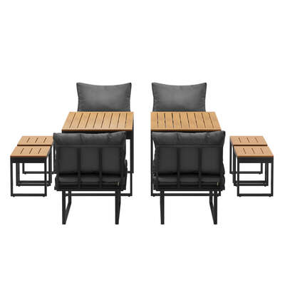 8 Seater Outdoor Dining Set Sofa Lounge Patio Ottoman Grey