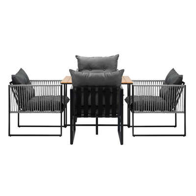 5PCS Outdoor Dining Set Garden Table Chairs with Cushions