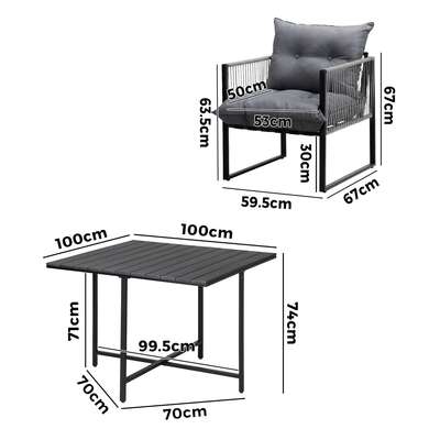 5PCS Outdoor Dining Set Garden Table Sofa Chairs with Cushions