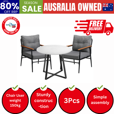 Outdoor Dining Set Patio Furniture 3PCS Garden Lounge Setting