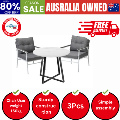 Outdoor Dining Set Patio Furniture 2 Seater Marble Table