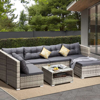 6 Seater Outdoor Lounge Set Wicker Sofa Rattan