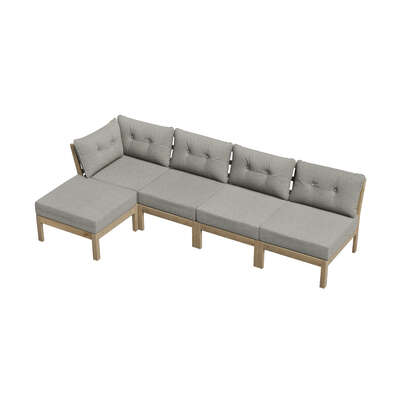 5 Piece Outdoor Sofa Set 4-seater sofa & 1 Ottoman Beige
