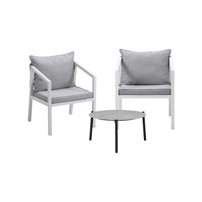 3PCS Outdoor Patio Setting Grey 50cm Coffee Table