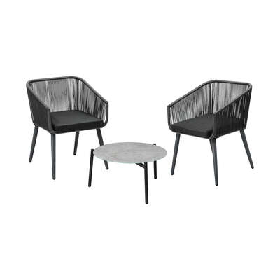 3 Piece Outdoor Lounge Set Polyester rope detailing