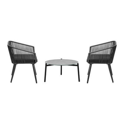 3 Piece Outdoor Patio Set 70cm Table Polyester rope